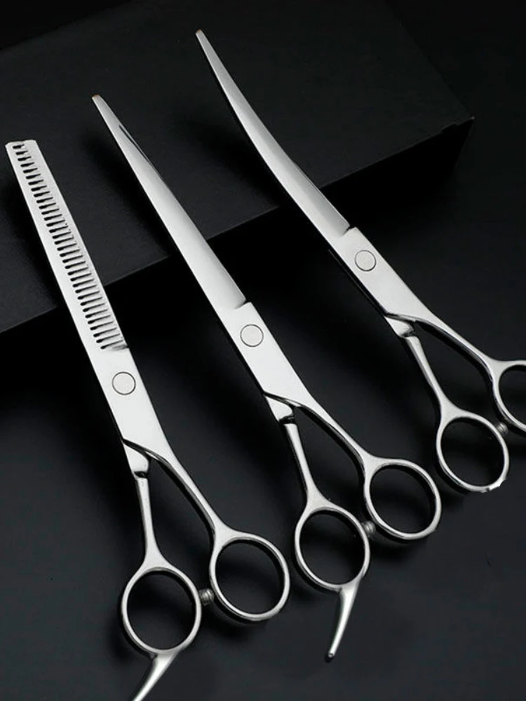 Dog Grooming Scissors Pet Grooming Scissors Dog Hair Tool Set Professional Trimming Scissors Bent Teddy Haircutting Pet Clippers
