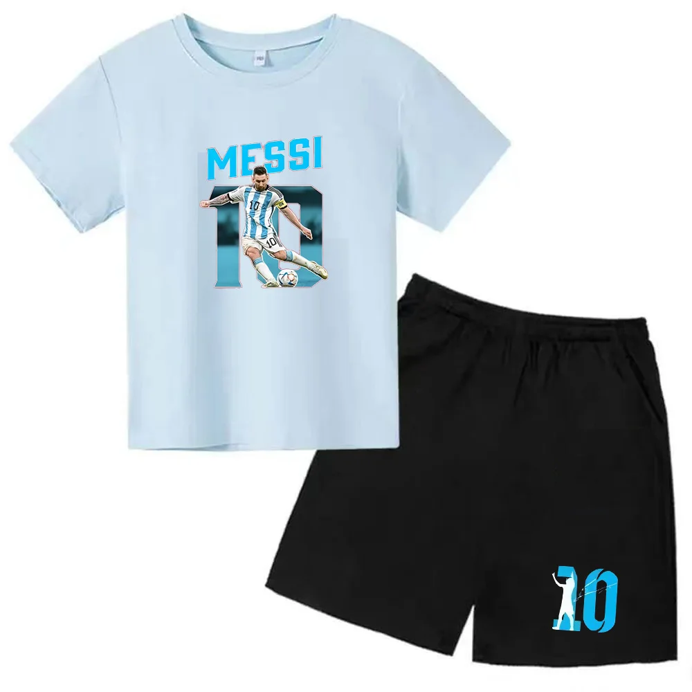 thumbnail image 1 of Conjuntos de 2 camisetas y pantalones con estampado de Super Soccer Star No. 10 para niños de 3 a 14 años, ropa de calle para niños y niñas, 1 of 5