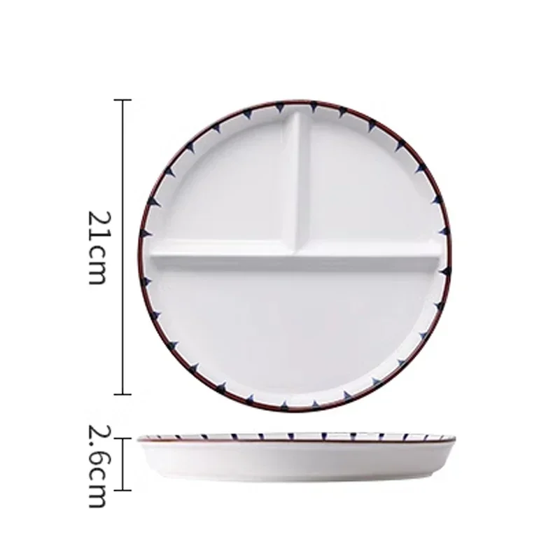 Divided Plate Family Children's Japanese Breakfast Weight Loss Quantitative Meal Three Grid Divided Dinner Plate