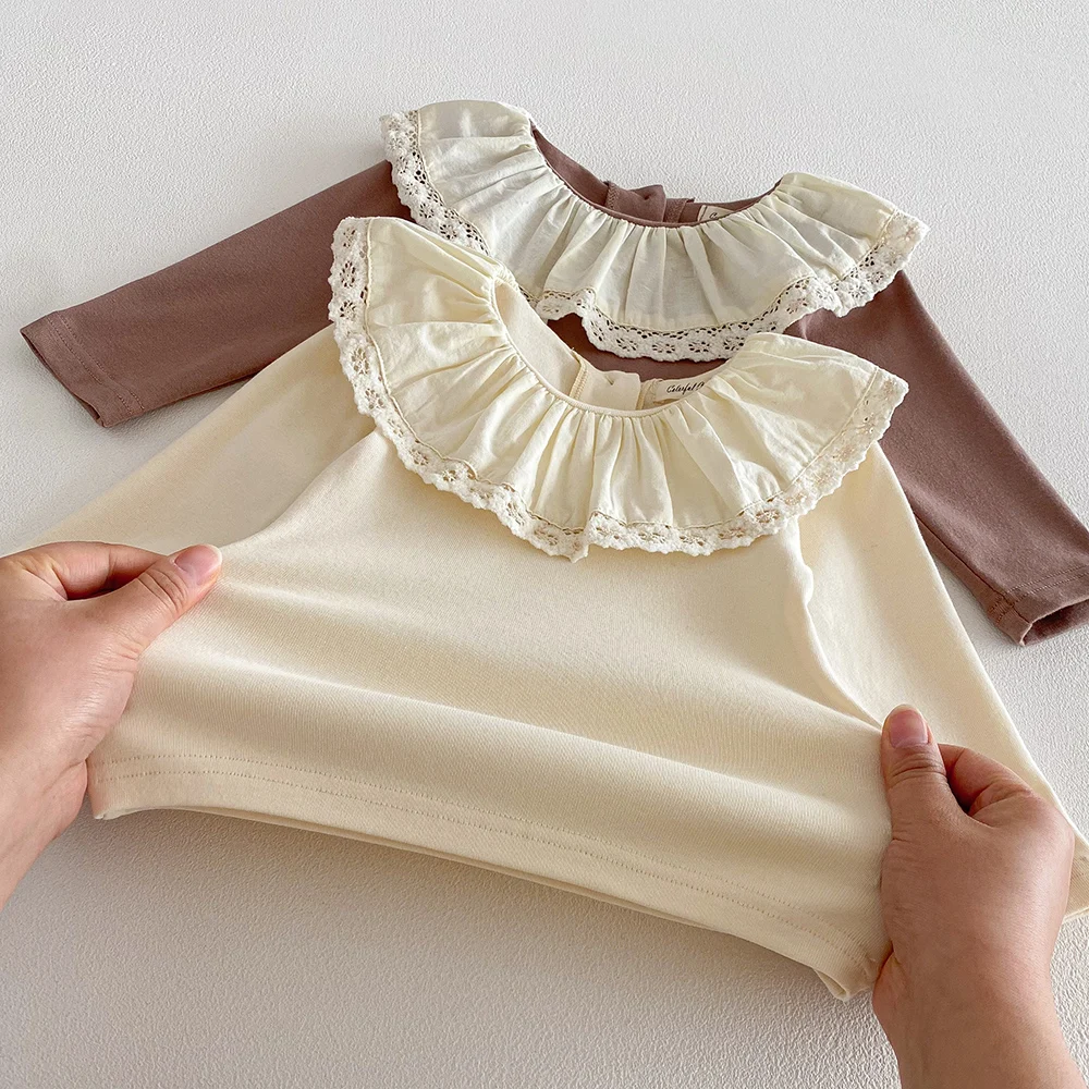 Baby Mädchen Langarm Tops Spitze Revers Kragen T-Shirt Frühling Herbst Mädchen Poloshirt Kinderkleidung für Kleinkind Mädchen T-Shirts – Detail 9