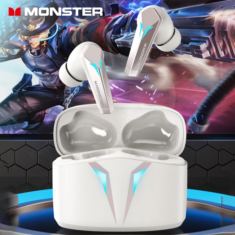 

Monster XKT06 Gaming Earbuds Wireless Bluetooth 5.2 Earphones TWS Bass HIFI Stereo Sound Long Standby Headphones With Mic 300mAh