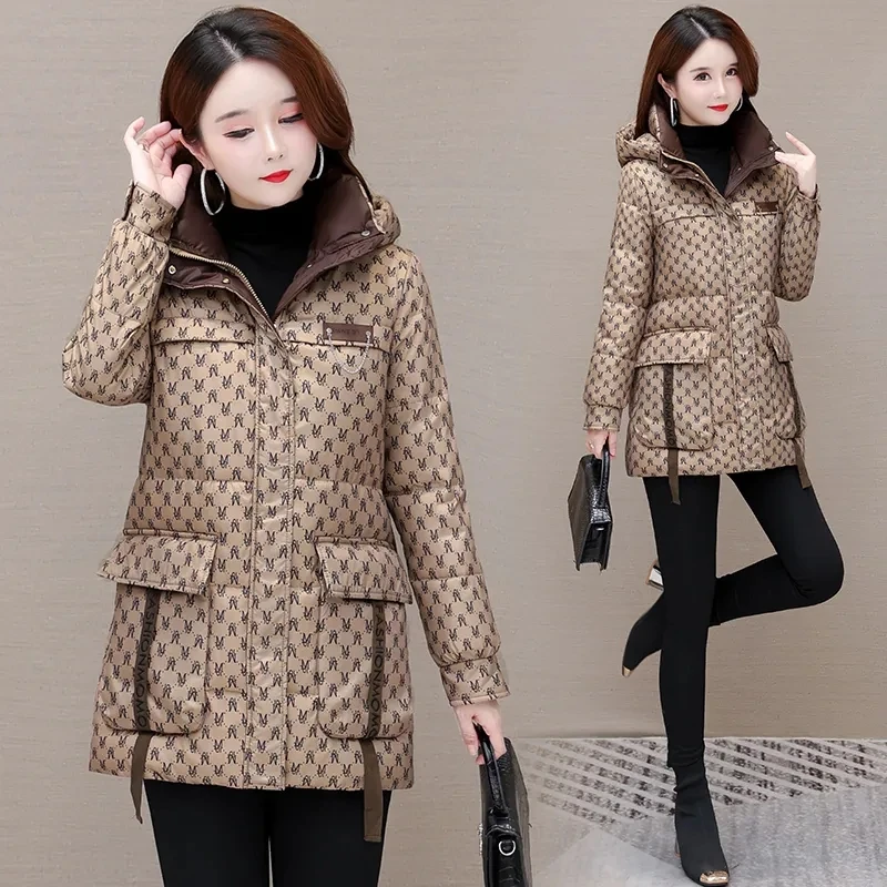 

Parkas Women 2022 Autumn Winter New Fashion Versatile Casual Down Cotton Jacket Female Large Size Hooded Thick Warm Padded Coat