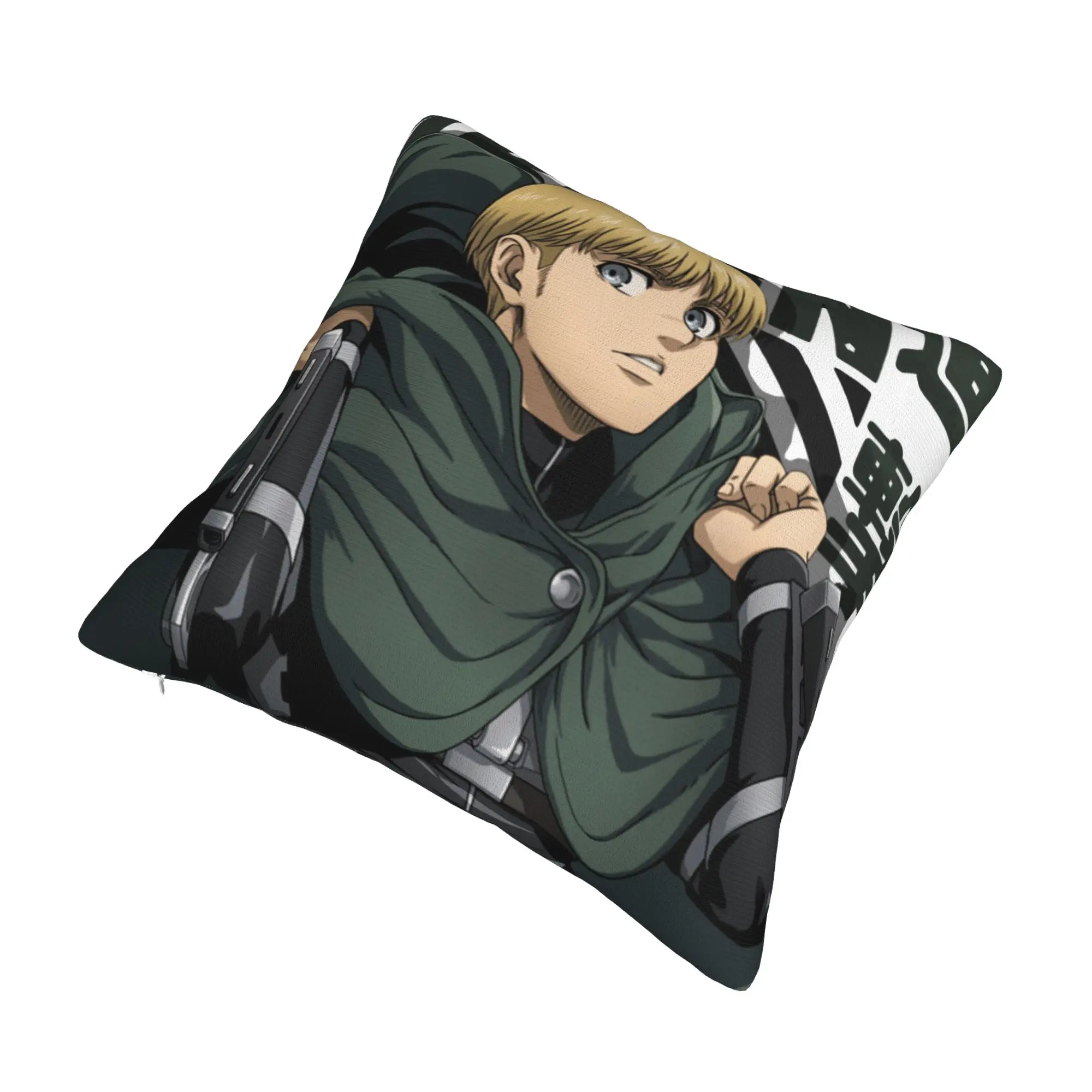 Armin Arlert AOT 애니메이션 베개 커버 인쇄 패브릭 쿠션 커버 장식 베개 커버 시터 스퀘어 40*40cm