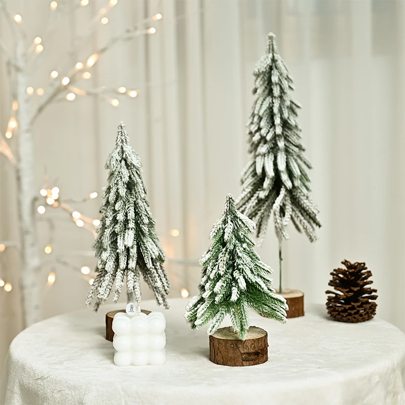 18cm Mini Snow-Frosted Pine Needle Christmas Tree Tabletop Decoration Small Desktop Ornament Festive Home And Office Decor christmas tree ornaments,mini christmas tree