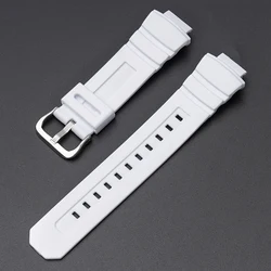 Men's Sport Waterproof Black Resin Watch Strap - Durable Rubber Bracelet Band - 16mm (White Silver)