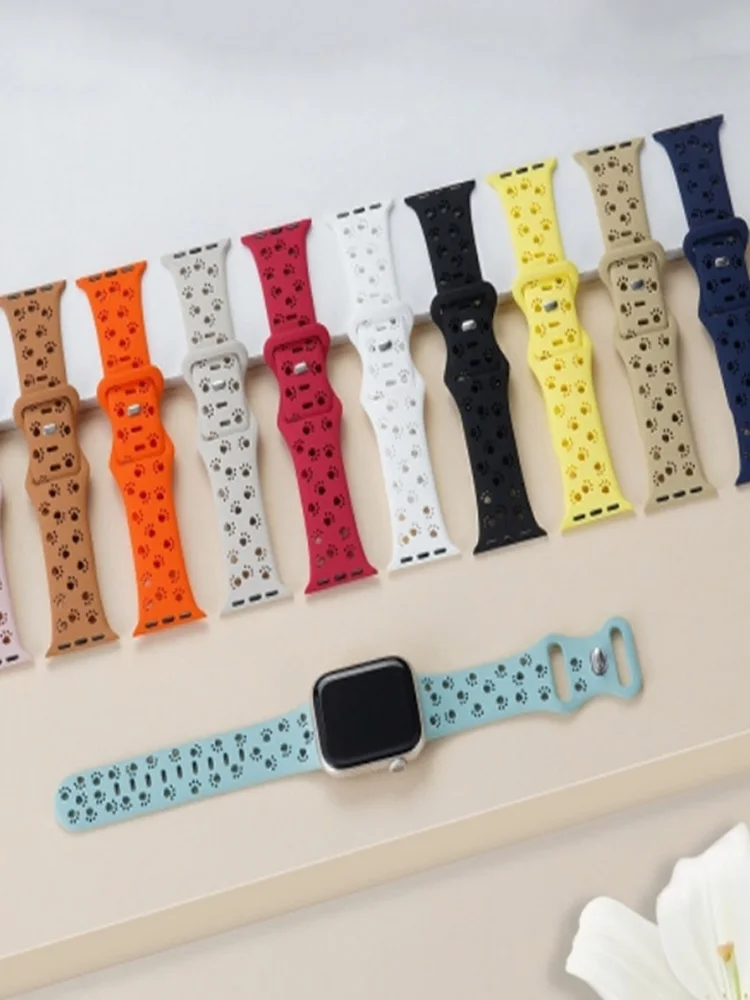 

Hollow-Out Silicone Strap for Apple Watch Bands 40mm 44mm 49mm 41mm 45mm 38mm Correa Bracelet iWatch Series SE 8 7 6 5 9 Ultra 2