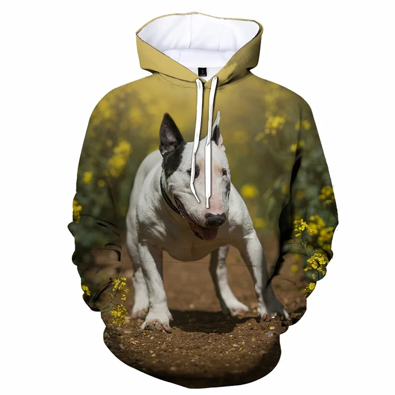 thumbnail image 1 of Sudadera con capucha con estampado 3D de bull terrier para hombre, sudadera con capucha de gran tamaño con gráficos de perros y animales, sudadera transpirable de otoño 2023, 1 of 5