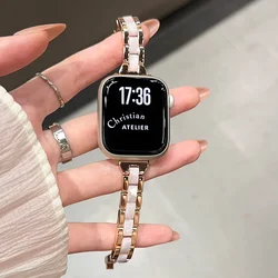 Elegant Thin Metal Resin Strap Women's Bracelet - 42(S3) 44 45 46 49mm (Rose Gold)