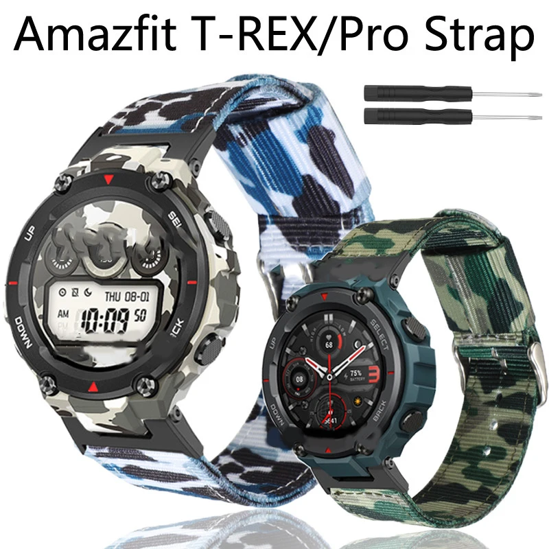 

Camouflage Canvas Strap For Huami Amazfit T-Rex Smart Watch Band Nylon Replace Bracelet For Xiaomi Amazfit T-Rex Pro Trex Correa
