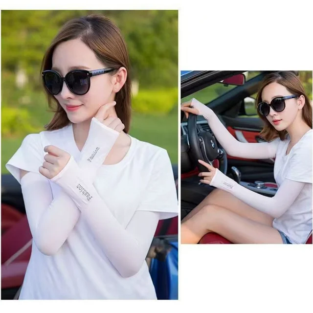 Summer Cooling Arm Sleeves UV Sun Protection Arm Covers Breathable Stretchy Ice Silk Sleeves for Outdoor Sports Cycling Golf 3