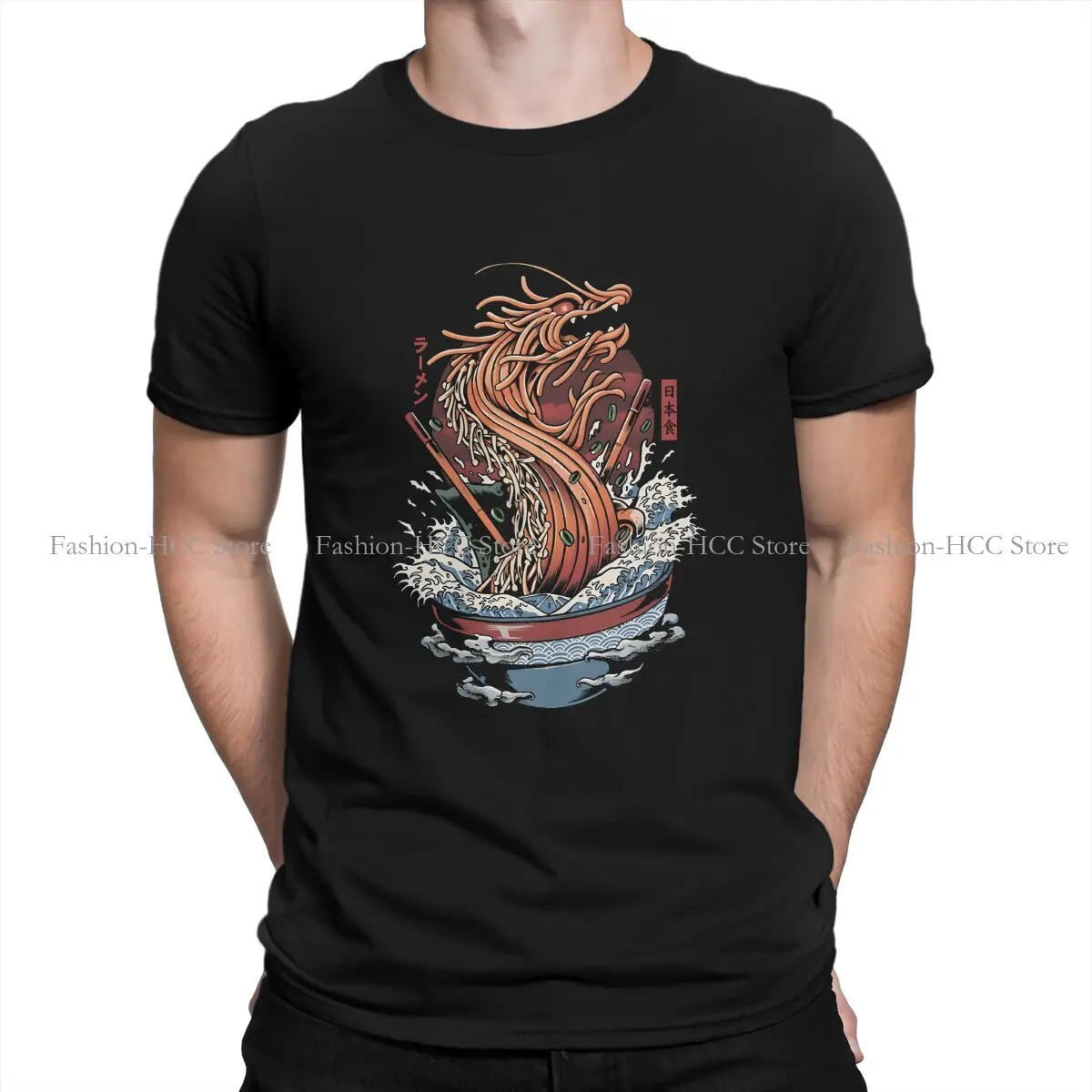 

Ramen Dragon Hipster Polyester TShirts Dragon Design Men Graphic Tops T Shirt O Neck