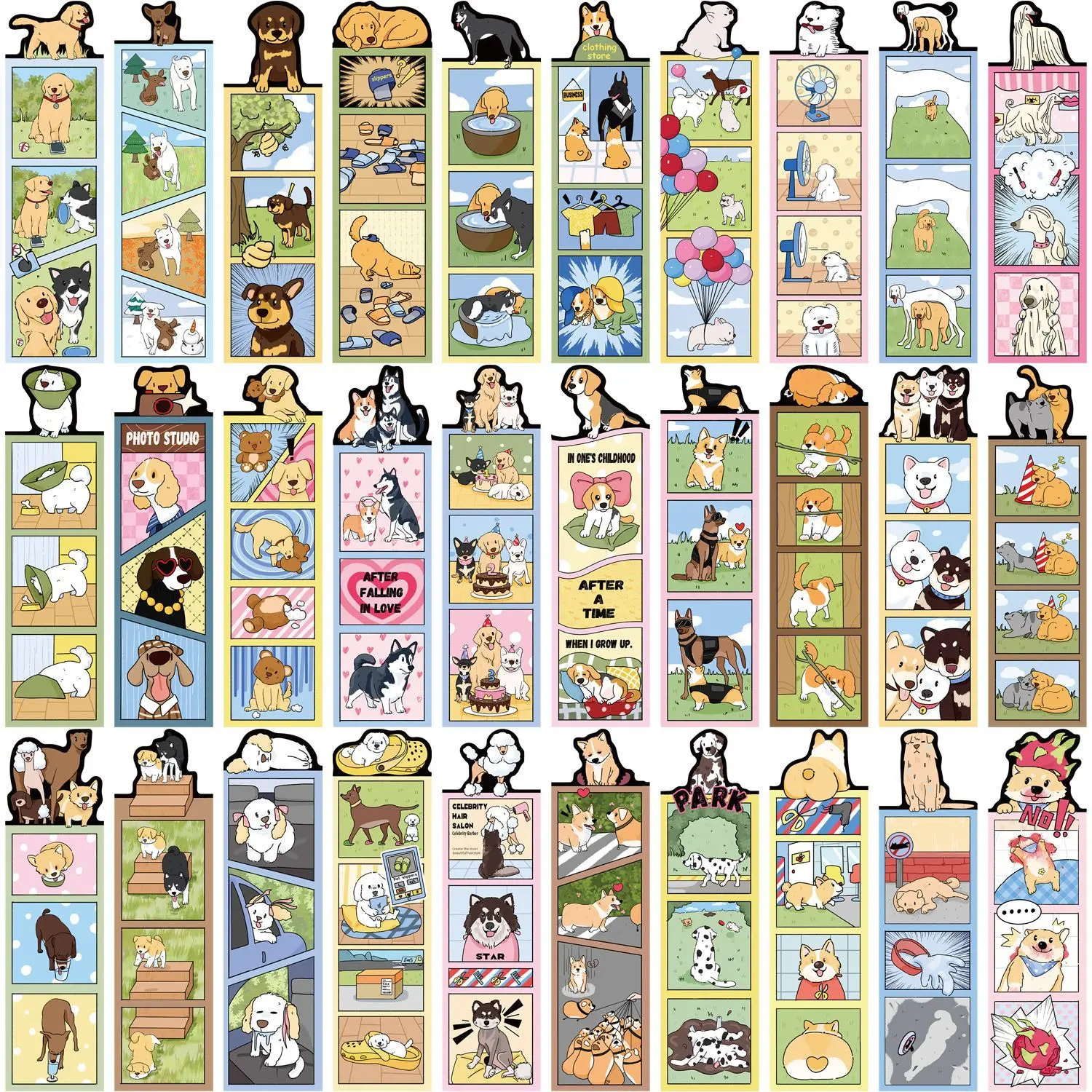 30 Pcs Cartoon Dog World Bookmarks Simple Handheld Creative Reading Paper Bookmarks for DIY