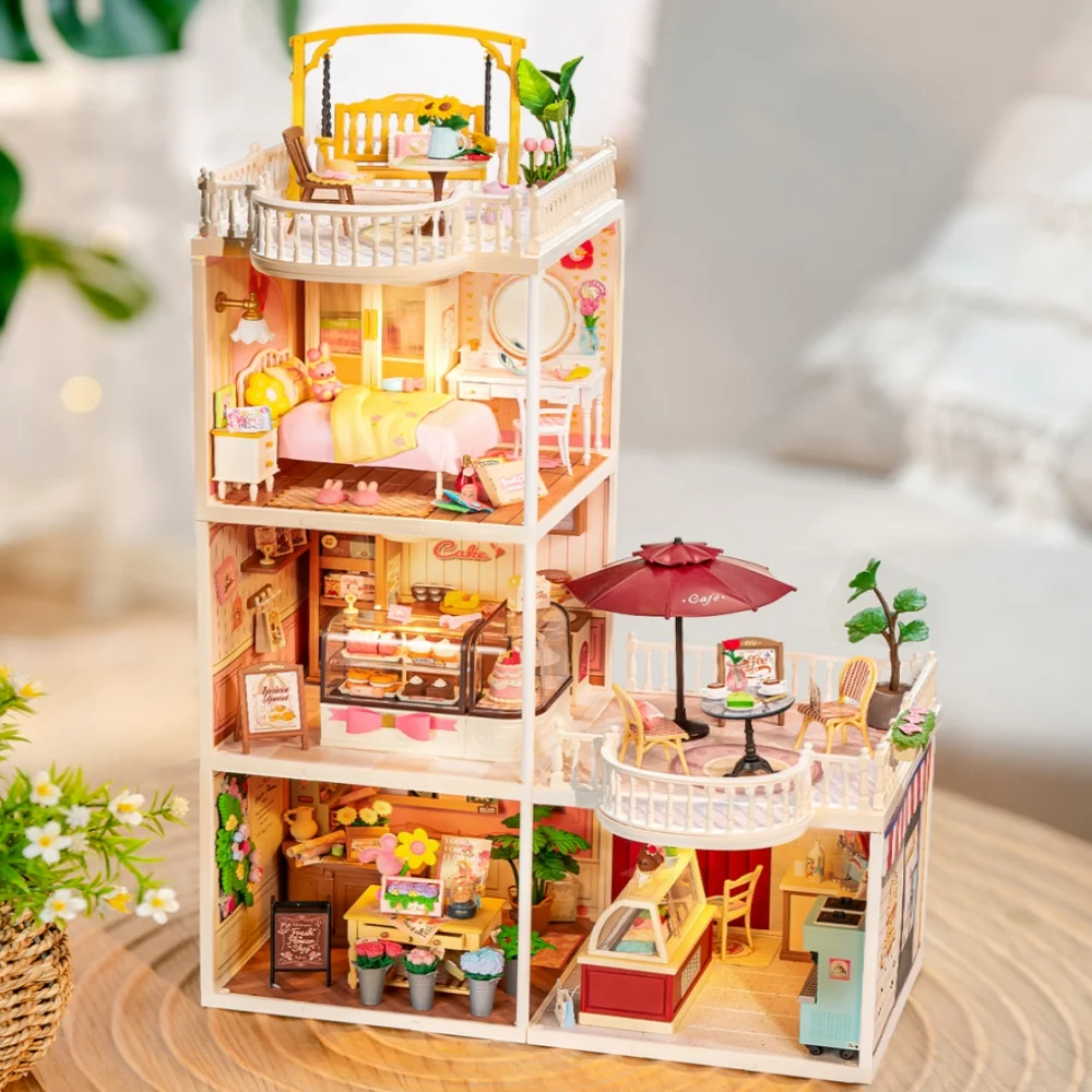 Kit Casa delle Bambole in Miniatura Robotime, Set Creativo per Modellismo, Regalo di Compleanno per Adulti e Bambini, Tema Gelato Gustoso