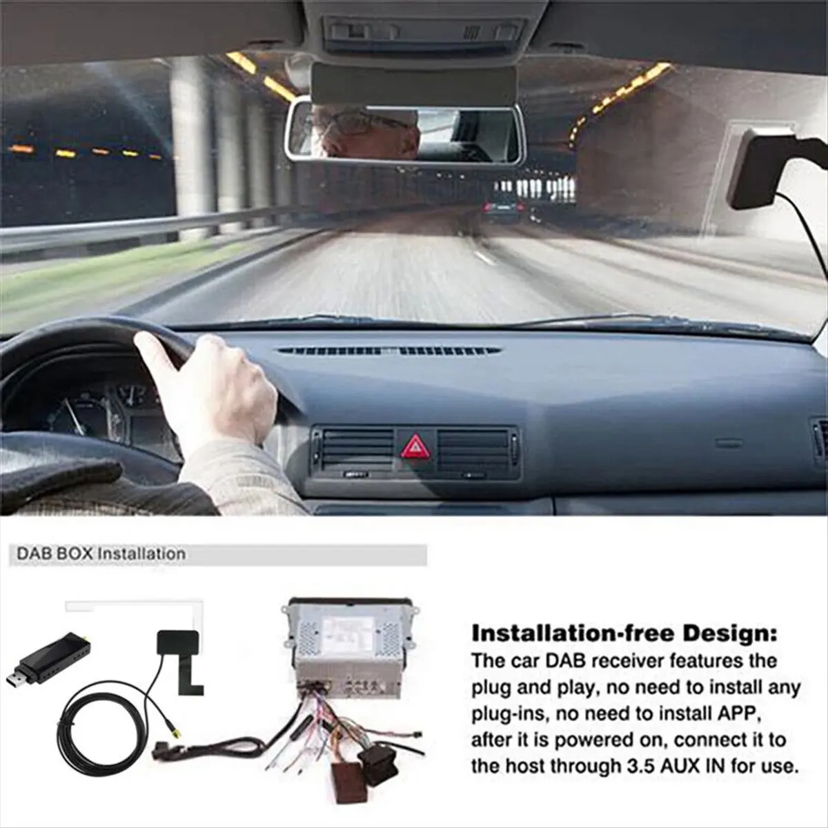 (A75T) 새로운 라디오 튜너 + DAB USB 5V USB 동글 수신기 170-240MHz 자동차 오디오 어댑터 안드로이드 5.1 이상용 FM 송신기 박스
