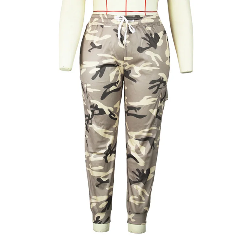Fashion Drawstring Camouflage Print Loose Sweatpants Simplicity Spring Summer Pockets Elastic Waist Plus Size Leggings Trousers