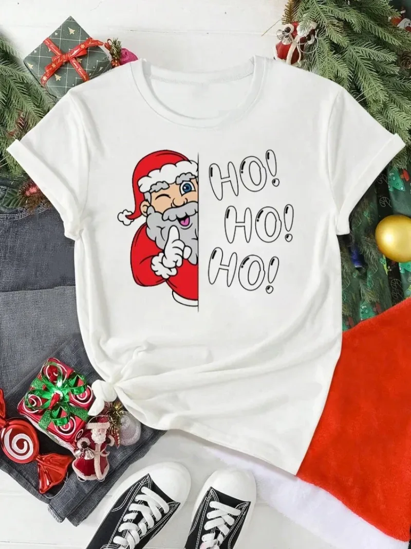 Frauen Weihnachten Santa Claus Gedruckt T Shirt Weihnachten Weihnachten Geschenke Cartoon Top Harajuku Mode Neue Jahr T-shirt Klassisches Design – Detail 24