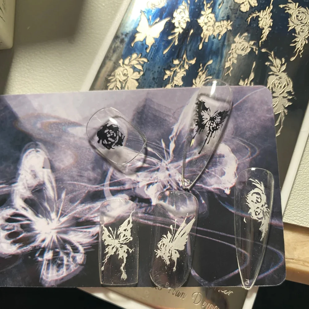 나비, 꽃, 패턴 인쇄 네일 스탬핑 플레이트, 강철 네일 스탬프, 기하학 템플릿 스텐실, 빅 사이즈 9.5x14.5cm, 1 개