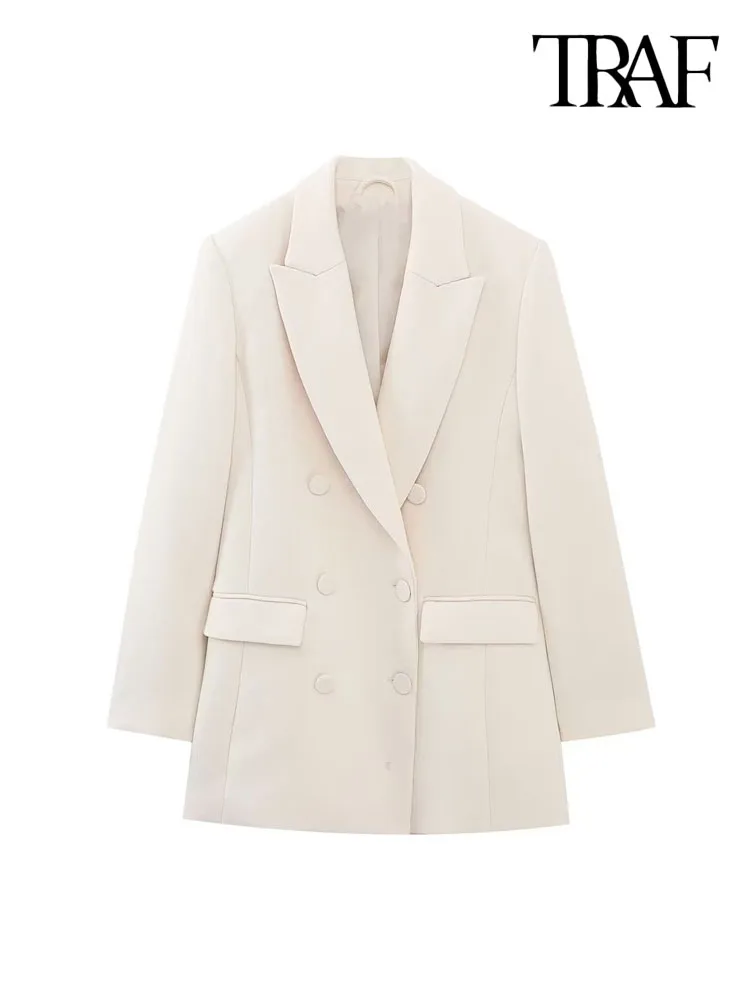 

Женский двубортный Длинный блейзер с карманами и длинным рукавом