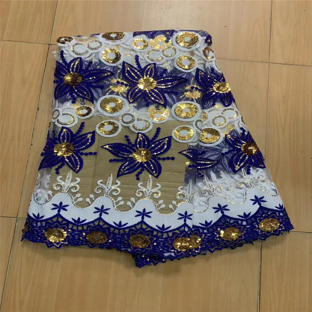 

2023 Sequins Tulle Lace Green African Sequence Lace Fabric Royal blue High Quality Nigerian French Mesh Net Lace Fabric