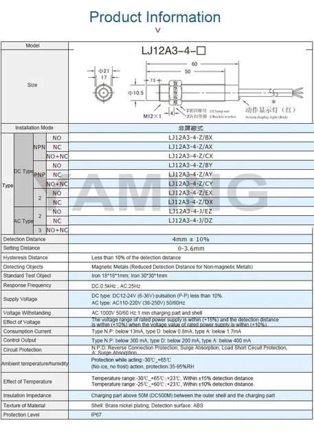 5 Pezzi Sensore Di Prossimità Induttivo LJ12A3-4-Z/BY - PNP, 4mm, DC6-36V, Normally Open - Foto 2