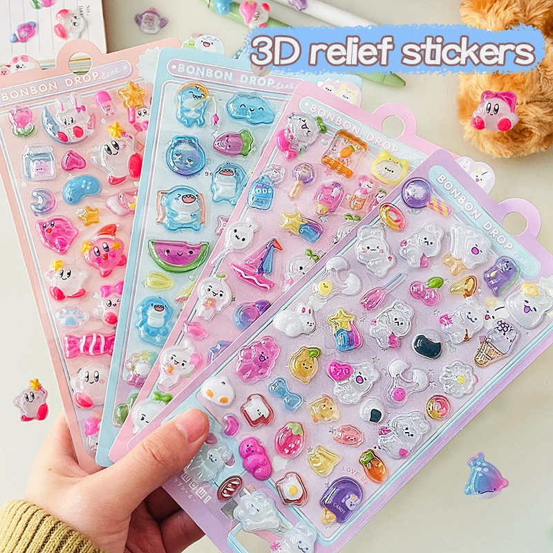 3D Stickers 3D Wall Stickers DIY Cartoon Animal Decoration Relief Waterproof Transparent Crystal