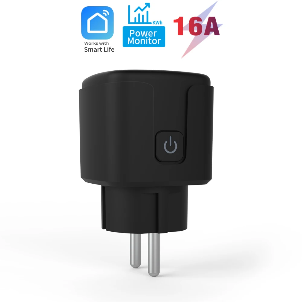 Prise intelligente WiFi Tuya 16A/20A, prise EU avec surveillance de la consommation d'énergie, compatible avec l'application Smart Life, Alexa, commande vocale Google Home