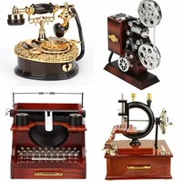 European Style Classical Phone Shaped Music Boxes Home Retro Decorative Ornaments Jewelry Storage Box Creative Presents 1