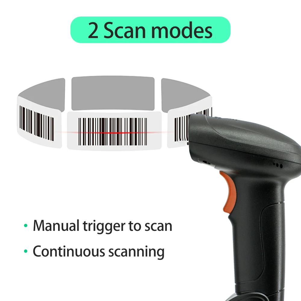 Wireless 1D Barcode Scanner 2.4G + BT + USB Wired Connection CCD Scanning Head for Paper Screen Codes for Windows Android