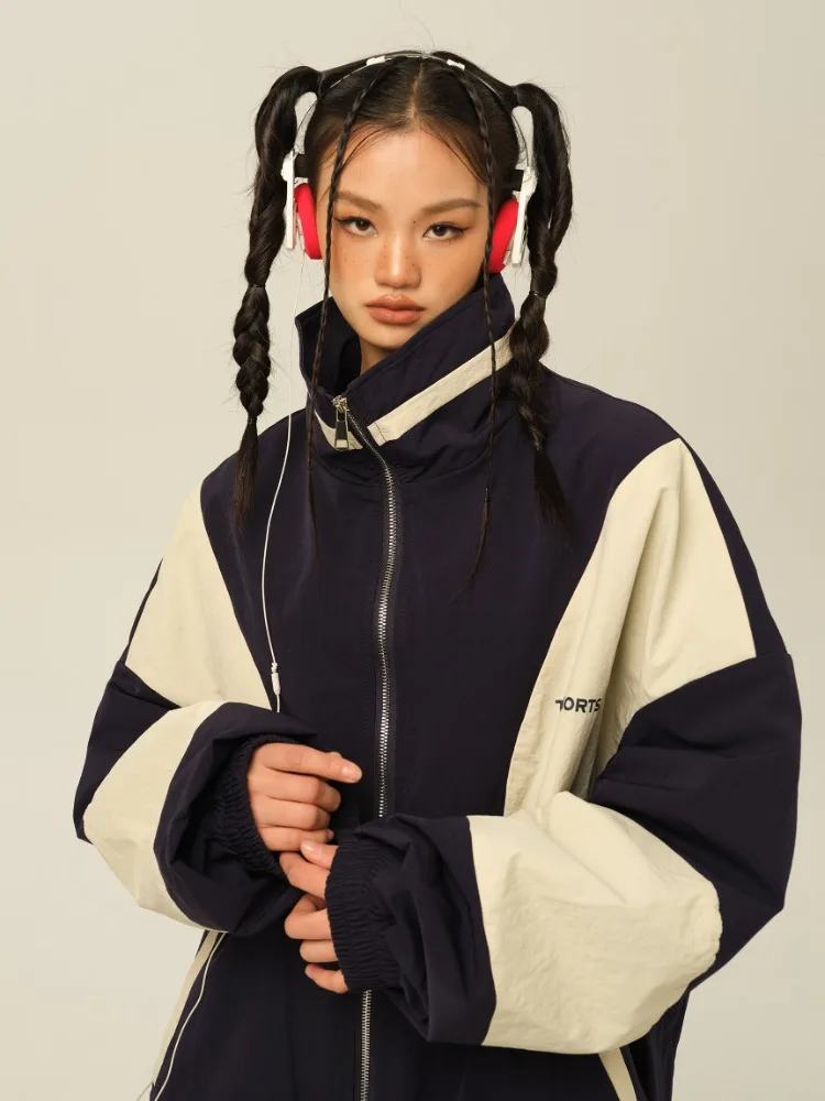 ADAgirl Vintage Patchwork Baseball Jackets Oversized Streetwear Sport Coats Korean Style Autumn Fashion Trend College Jacket New