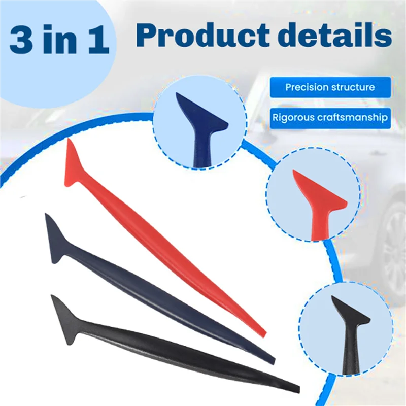 Q2-자동차 랩핑용 유연 마이크로 스퀴지 곡선 슬롯 틴트 도구 세트 3 in 1 (차량 랩핑 시공용, 다양한 경도)