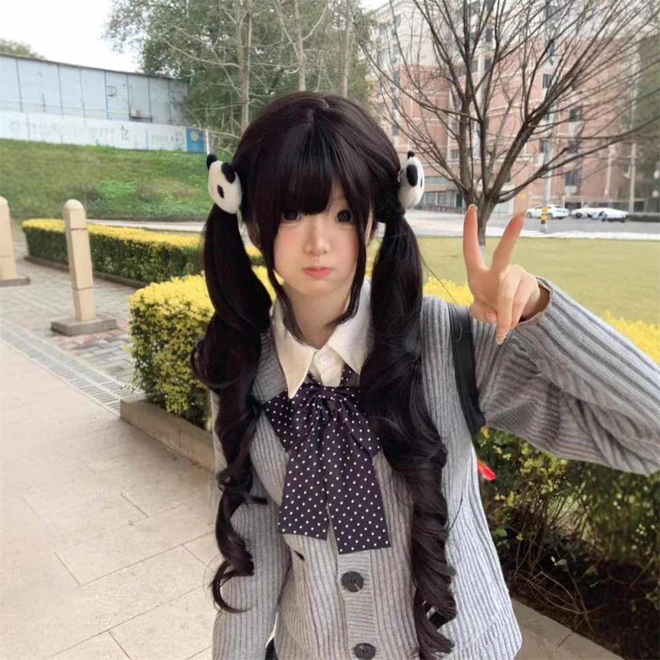 Brown Wavy Synthetic Hair Wig for Women with Bangs