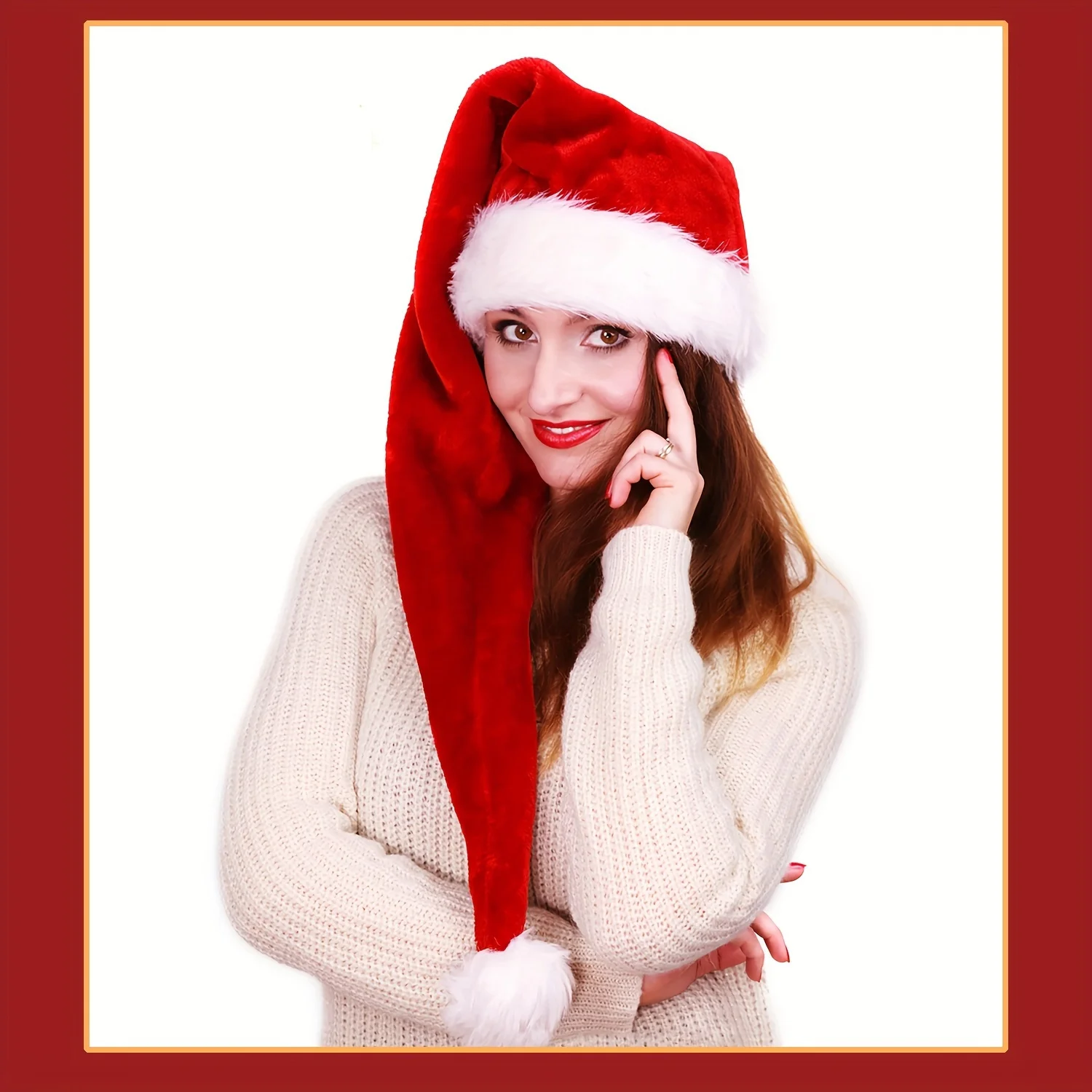 Extended-Length Santa Claus Christmas Beanie Hat Durable Material Festive Headwear Ideal for Holiday Parties and Christmas Decorations