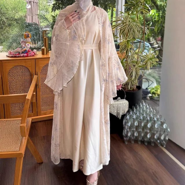 109885-754593.jpg Robe d'Aïd pour femmes, abaya musulmane, ensemble 3 pièces, robe longue en mousseline de soie, kaftan, robes de fête du Ramadan, vestidos, Maroc, Dubaï, jalabiya, arabe