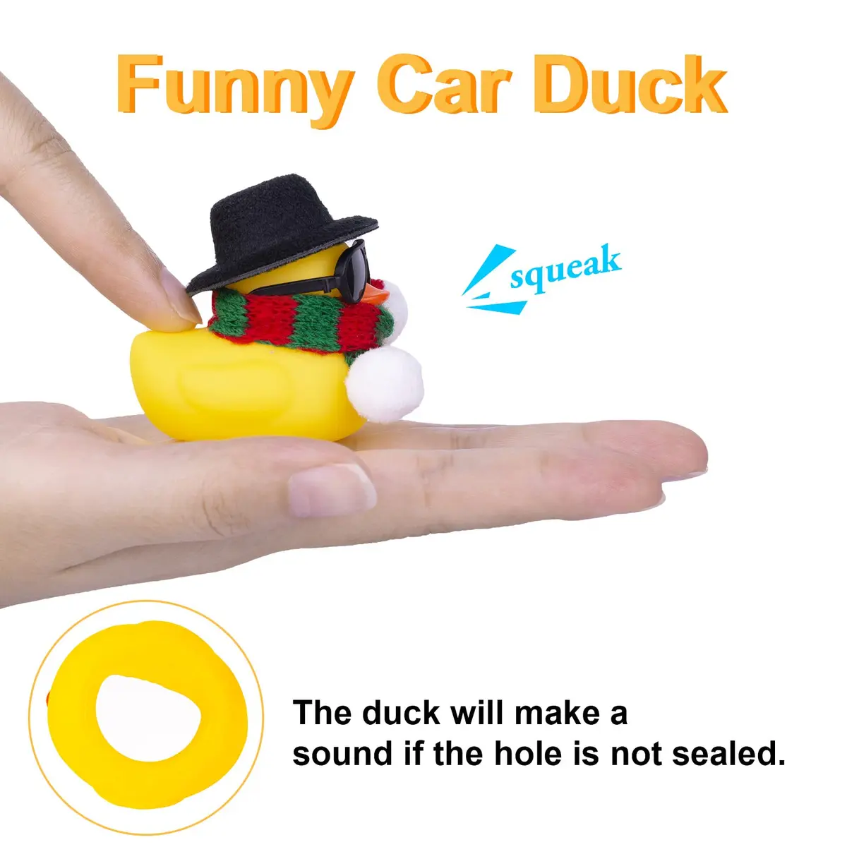 2 Set Rubber Duck Car Ornaments Yellow Duck Christmas Car Dashboard Decorations for Car Dashboard Accessories Holiday — view 4