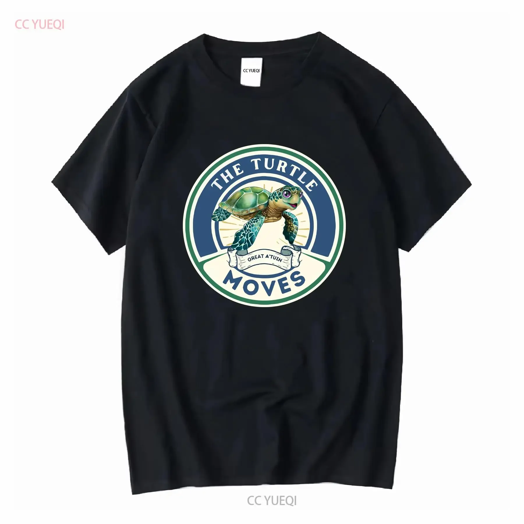 The Turtle Moves Discworld Inspired T Shirt with Terry Pratchett