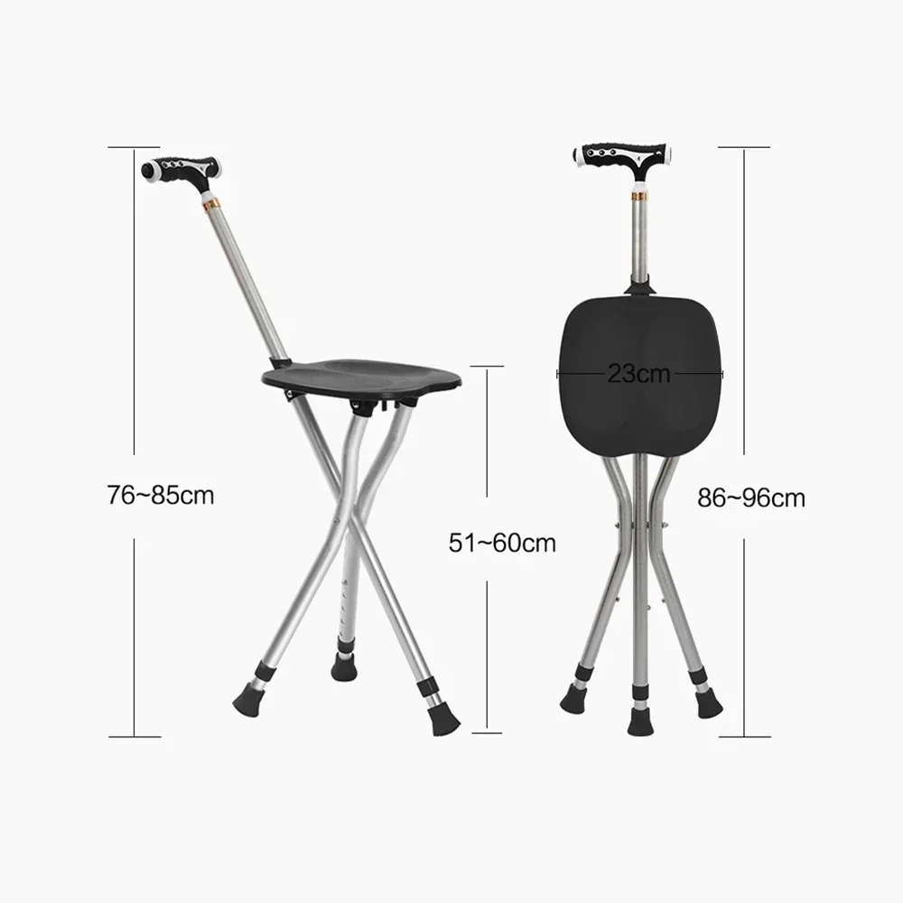 Crutches and sticks for the elderly non-slip chair stool cane and four-legged collapsible crutch for the elderly to sit on