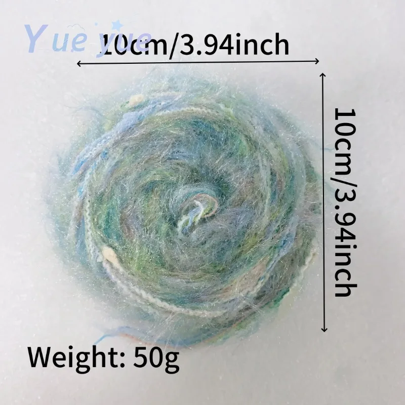 Sparkling Oil Painting Cake Thread 50g-Gradient Sparkling Mixed DIY Scarf, Bag, and Hairpin, Thick and Gorgeous Braided Thread 5