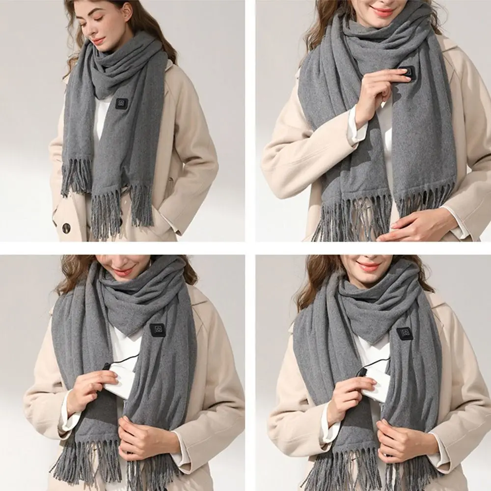 New USB Charging Electric Heated Scarf Rechargeable Adjustable Temperature Electric Winter Warmer Unisex Creative Neck Warmer 4