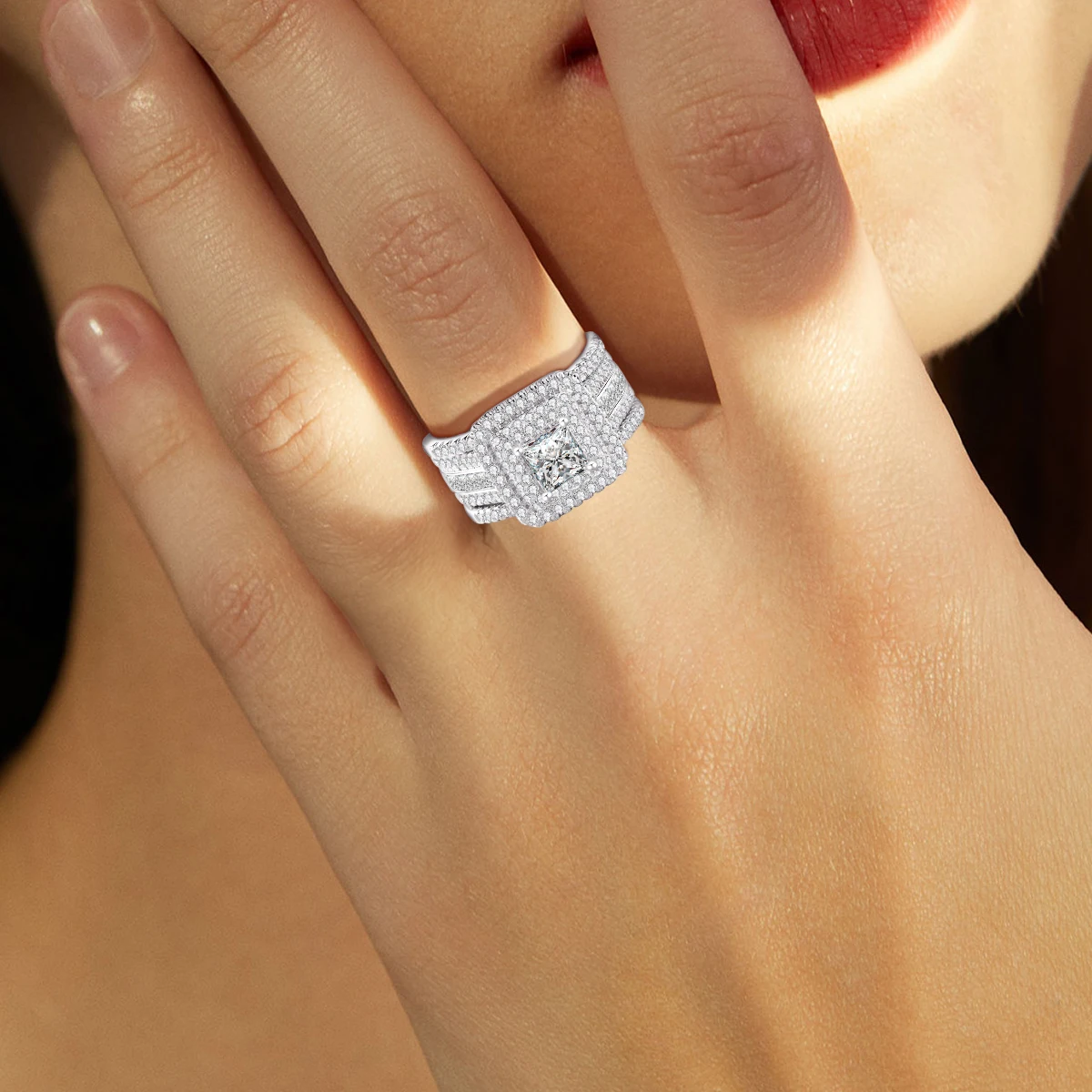 シルバー925 モアサナイト 2本セット 2 個モアッサナイトリングセット