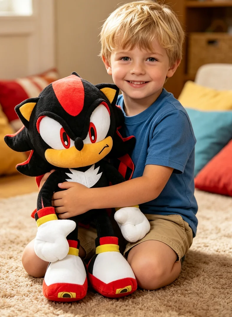 Klassischer Spielcharakter Black Shadow 50CM Plüsch-Rucksack Anime Silberpuppe Kinder-Kuscheltier Geburtstags- und Weihnachtsgeschenk
