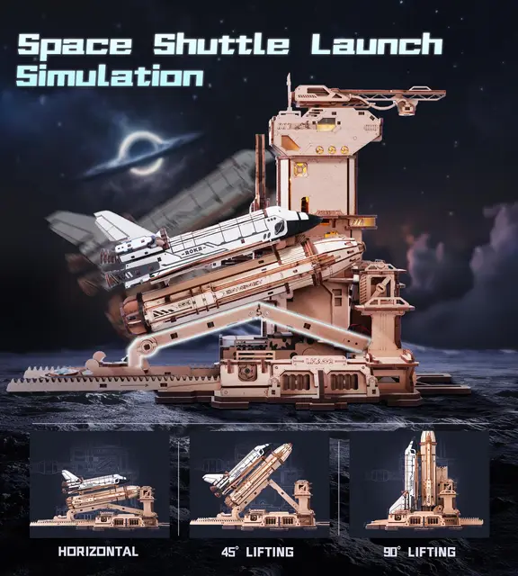 3D Wooden Space ShuttlePuzzle - Mechanical Building STEM Project