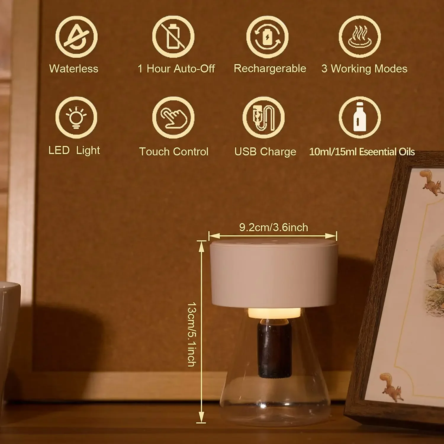 Diffuseur d'arômes électrique portable professionnel pour la maison, sans eau, avec lumière intégrée._voghion.com