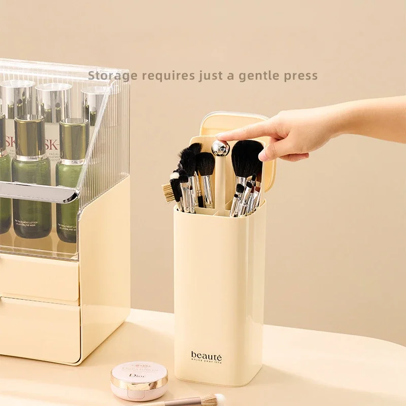 Makeup Brushes Holder Automatic Lifting Dustproof Makeup Brush Holder Desktop Makeup Tools Lipstick Eyebrow Pen Holder Container 4