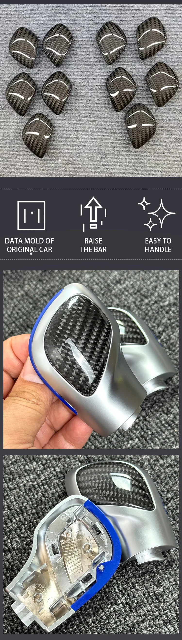 Carbon Fiber DSG gear Knob cover shifter trim for VW Golf 7 GTI R Tiguan Passat