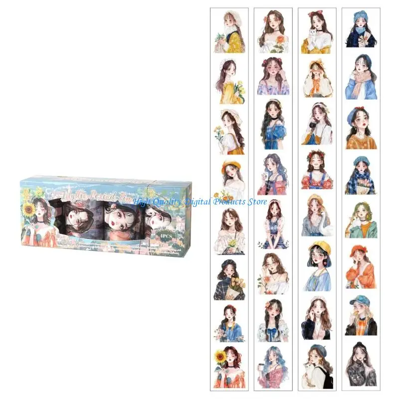 U2JE 4PCs Clear Person 스크랩북 녹음 예술적 스토리텔링 및 발사체 저널을 위한 사전 설계된 위치