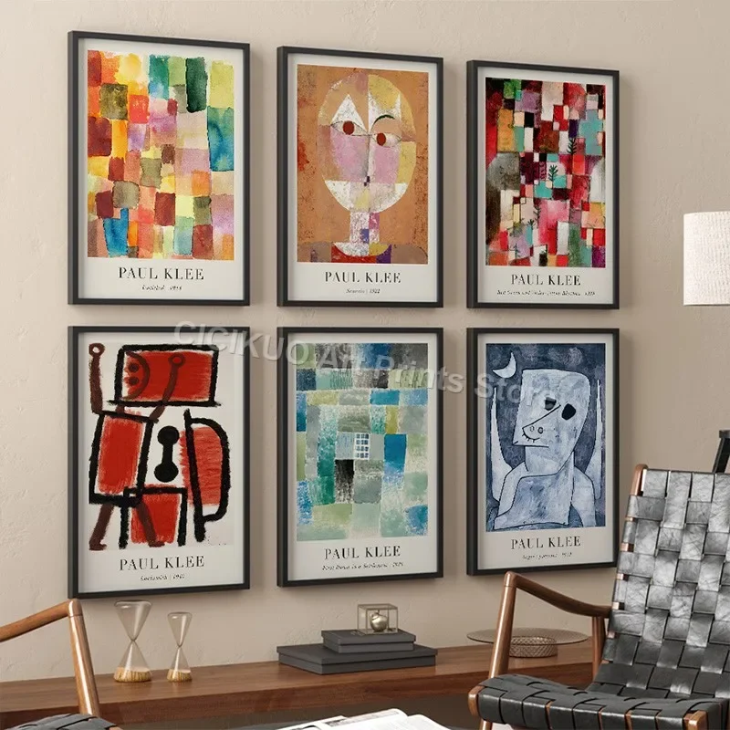 Paul Klee Exhibition Abstract Vintage Cubism Wall Art Canvas Painting Nordic Posters Prints Wall Pictures For Living Room Decor