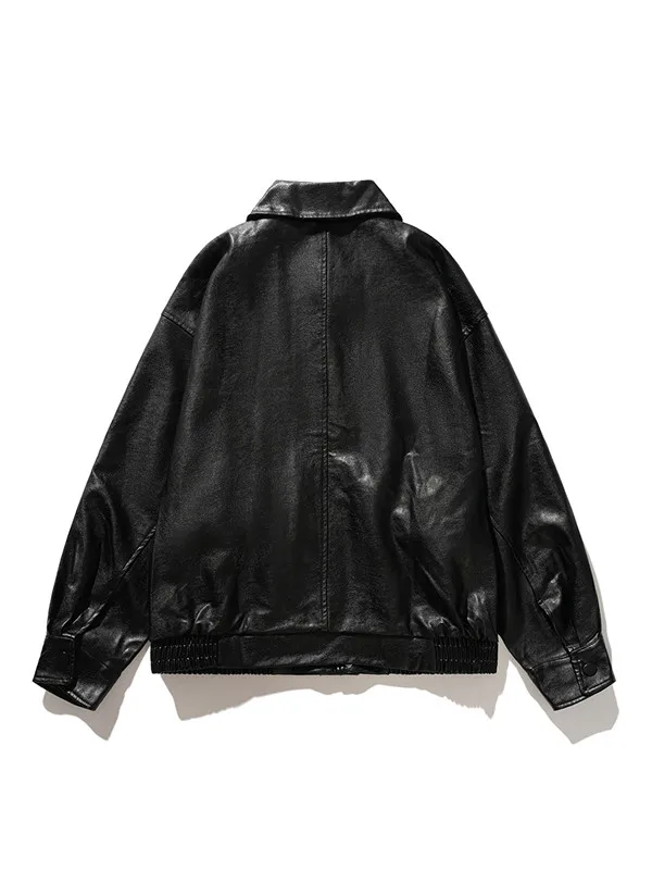 Men Japanese Style Leather Jacket Men's Trendy Brand Cool Street Trend Jackets Autumn and Winter New Men's PU Leather Jacket - 6