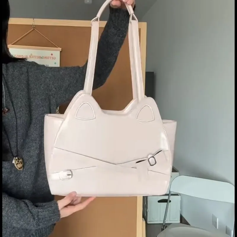 JIAERDI Sweet Cute Cat Pink Shoulder Bags Wallet Women Retro Leather Large Capacity Y2k Handbag Ladies Underarm Bag Backpack