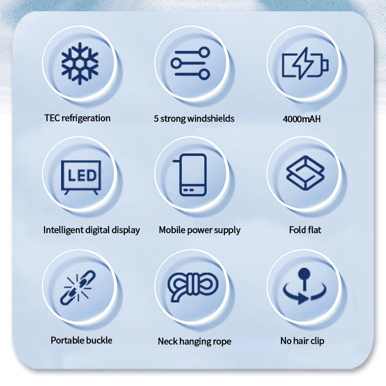 Description Picture 3 of itemFolding cooling fan Colder wind Semiconductor Refrigeration Handheld Fan 4000mAh USB Rechargeable Cooling Fan Air Cooler Outdoor