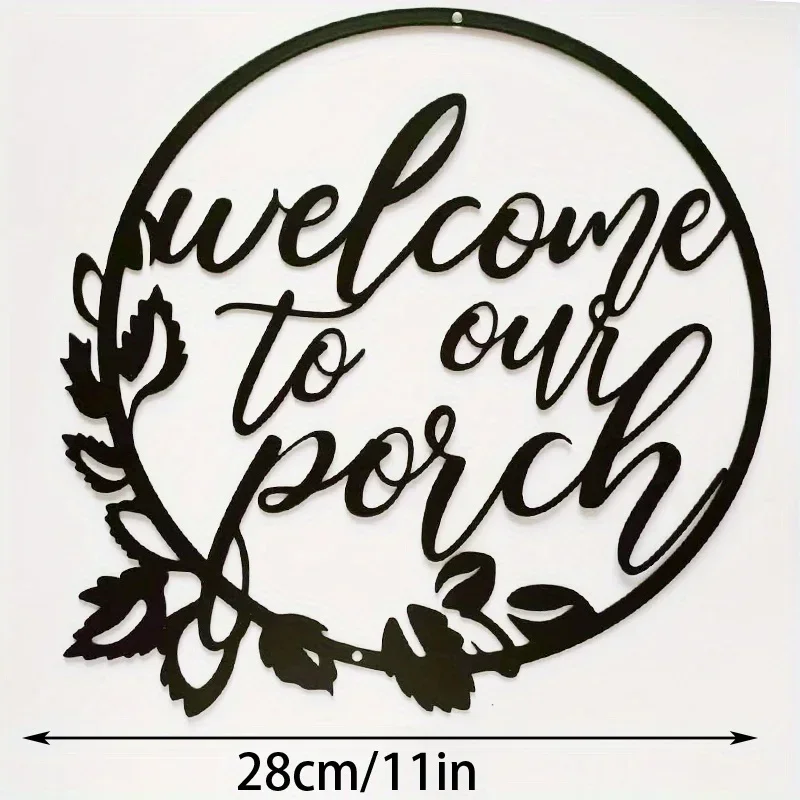 

CIFBUY Decoration Welcome To Our Porch Metal Home Decor Sign Metal Wall Hanging Decor Kitchen Farmhouse Home Office Outdoor Deco